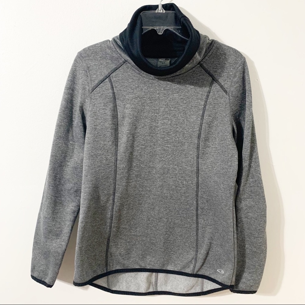 Champion Duo Dry Long Sleeve Turtleneck Pullover Sweatshirt Hi Lo Contrasting